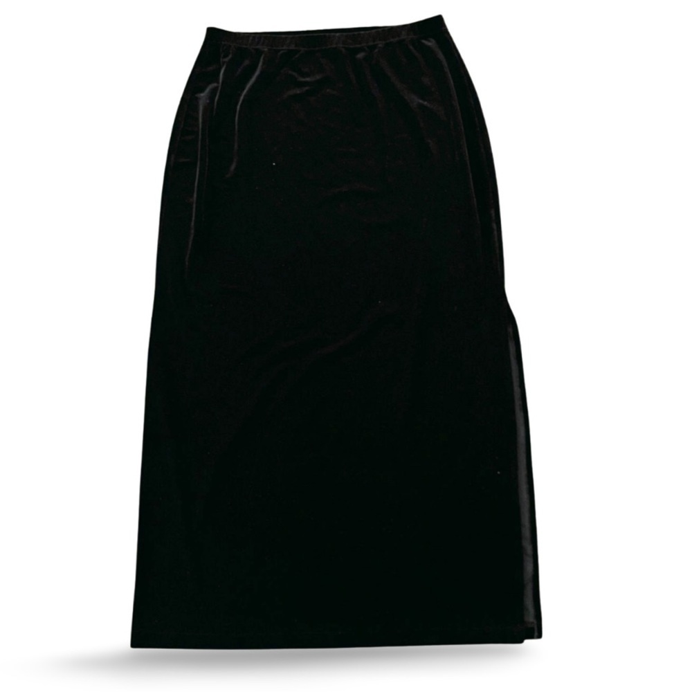 🇨🇦 Donna Black Velvet Maxi Column Skirt Goth Whimsigoth 90s minimalist Vamp